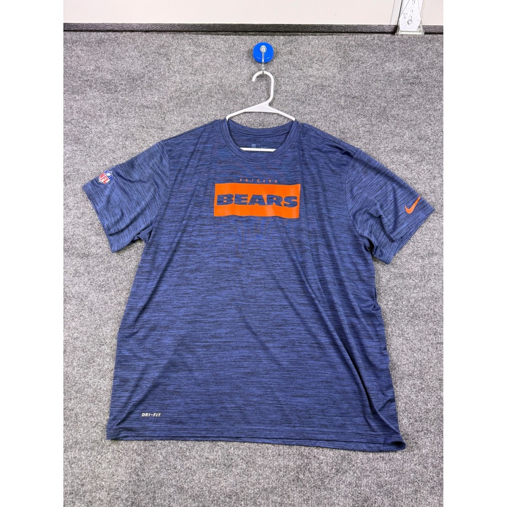 Nike Chicago Bears NFL Dri-FIT T-Shirt Mens XXL Blue Heather Space Dye Onfield